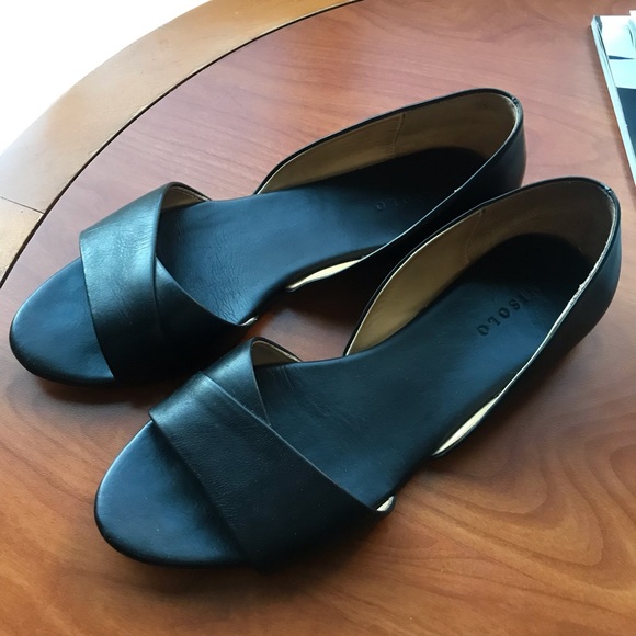 Nisolo Shoes - Nisolo Mia Peep Toe Ballet Flat in Black